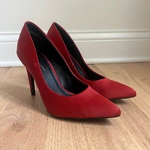 New Look Red Satin Heels - never worn